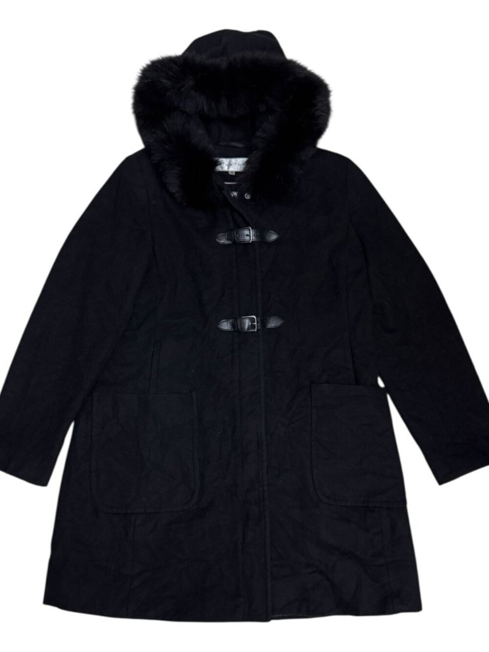 TRINA TURK Genuine FOX FUR & Wool Luxury Designer Vintage Pea Coat Womens 12